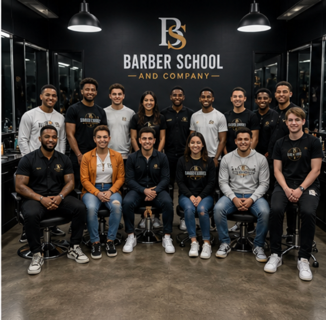 Diverse students at Barber School and Company